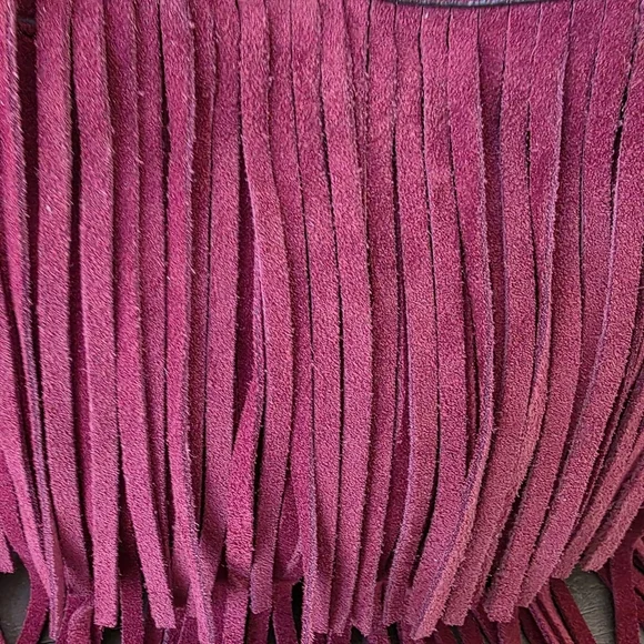 Rebecca Minkoff Burgandy Suede Fringe Crossbody Bag - Picture 2 of 10